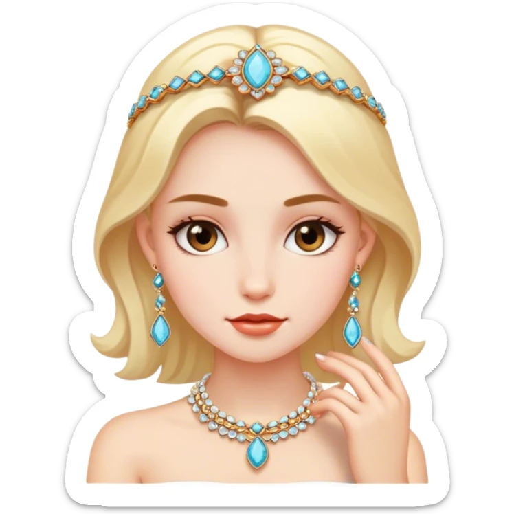 realistic portrait of girl with jewelry sticker