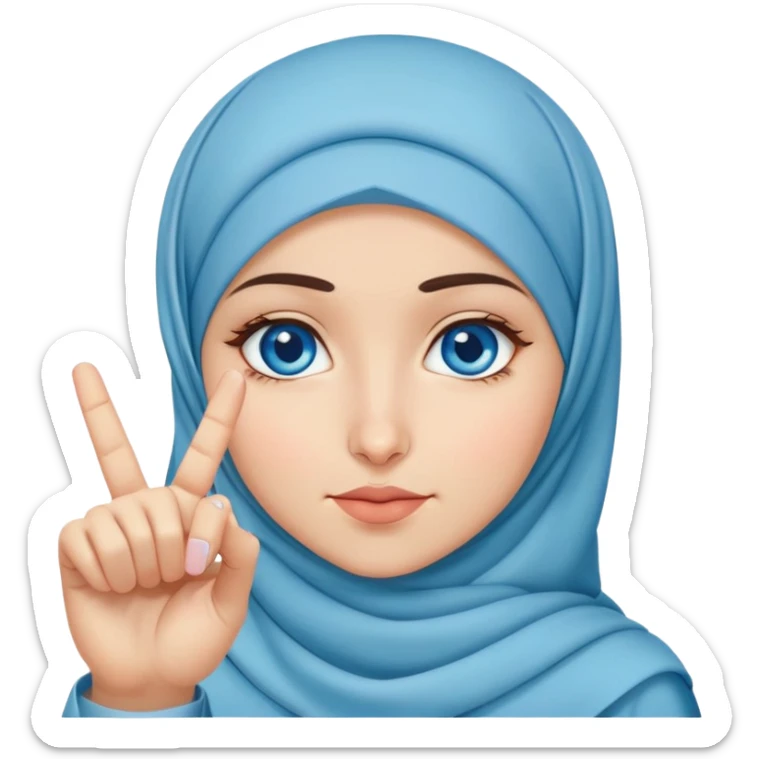 Turkish beautiful finish Konya girl blue eyes with hijab and says no with her finger  sticker