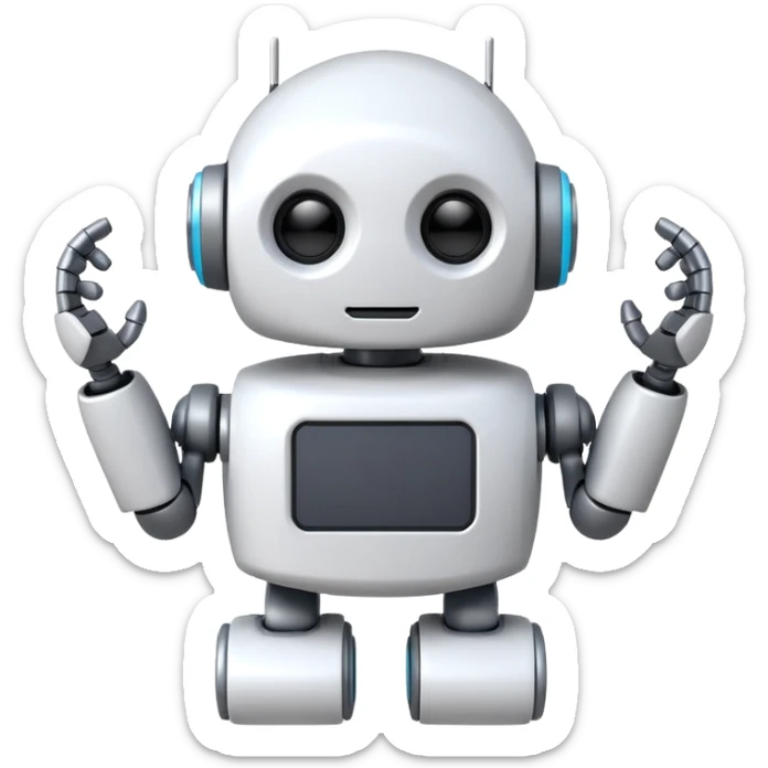 robot cartoon simple kid toy white innocent funny gudget chatGPT round adorable music_lover sticker