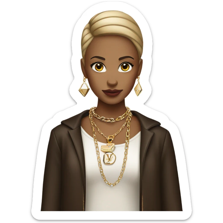 girl with necklace and makeup in Louis v sticker