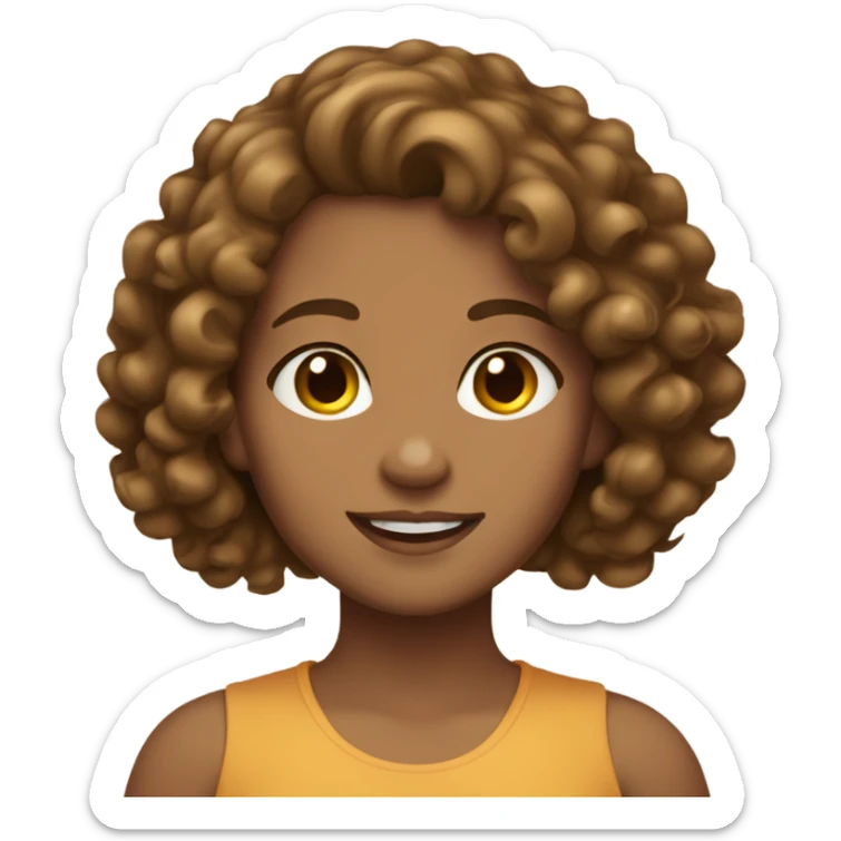 girl with brown curly hair carmel skin and has sticker