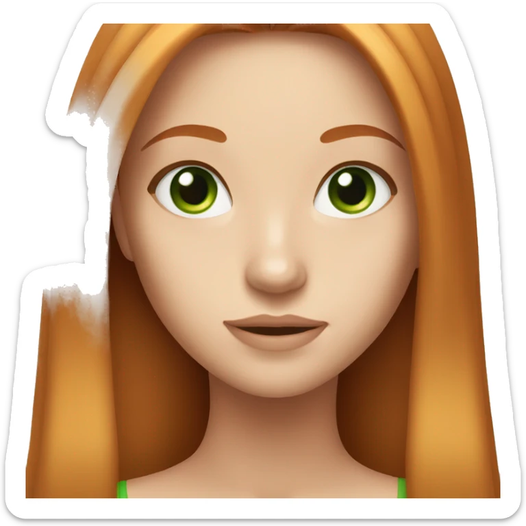 Beautiful girl with long straight ginger hair and green eyes sticker