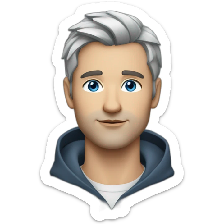 Scandinavian man blue eyes dark grey hair, short hair on the sides, more hair on the top large lips sticker