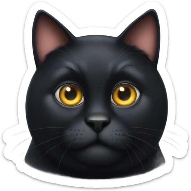 big fat obese huge humongous black cat with giant eyes sticker