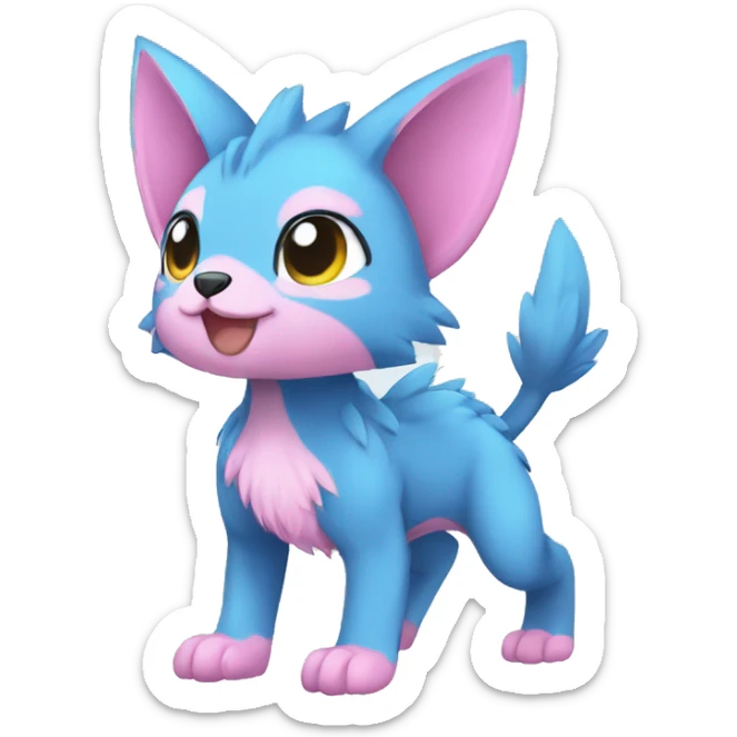 Cute cool blue pink animal hybrid Fakemon full body sticker