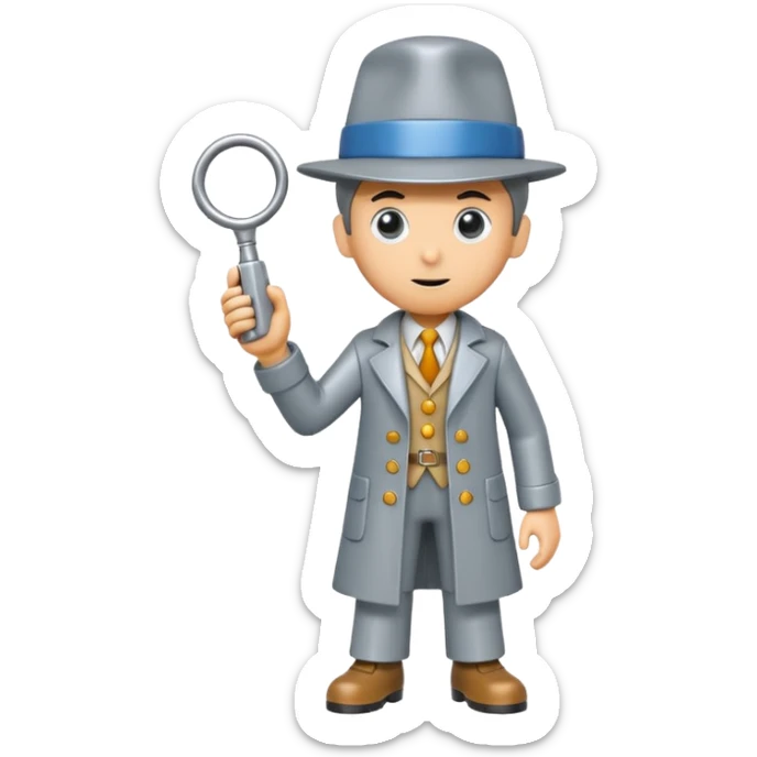 Isolated, detailed illustration of the most incredibly realistic modern day style of cartoon character inspector gadget
figurine imaginable, toy style. sticker