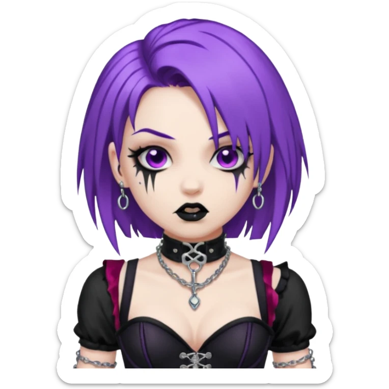 my nickname on the discord server is Little VIper, i have purple hair and an alt/goth style so like corsets and black with silver chains. i want a animated emoji with the text "'Lil Viper Mad" with an angery little viper spitting sticker