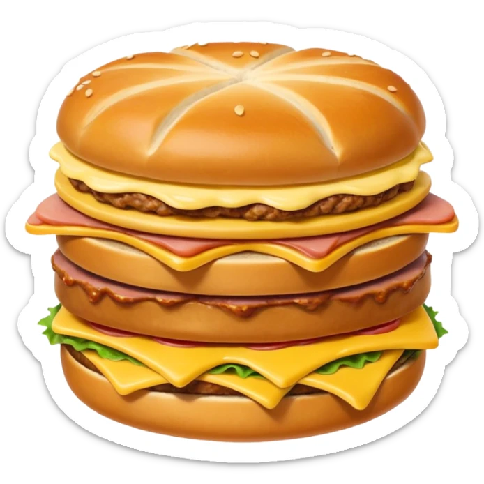 small emoji icon of Leberkäse sandwich, thick slice of meatloaf in round white lightly floured bun, dab of mustard, simple friendly sticker