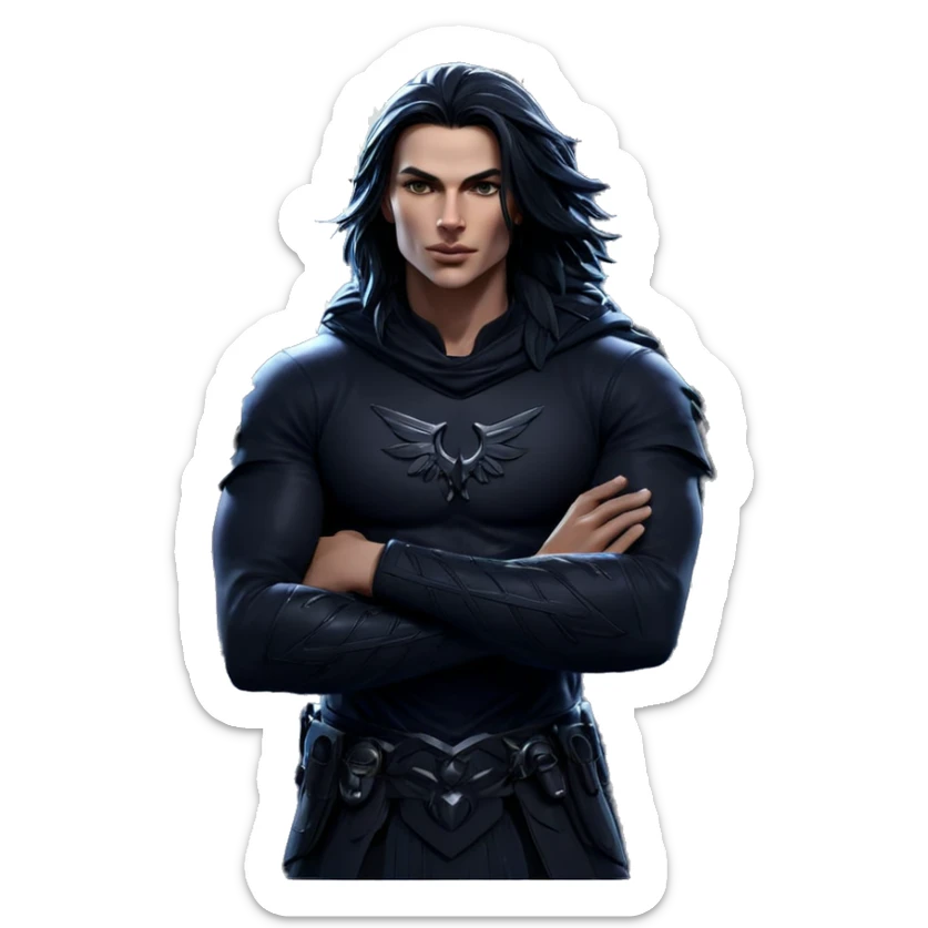 moonlit guardian with black wings sticker