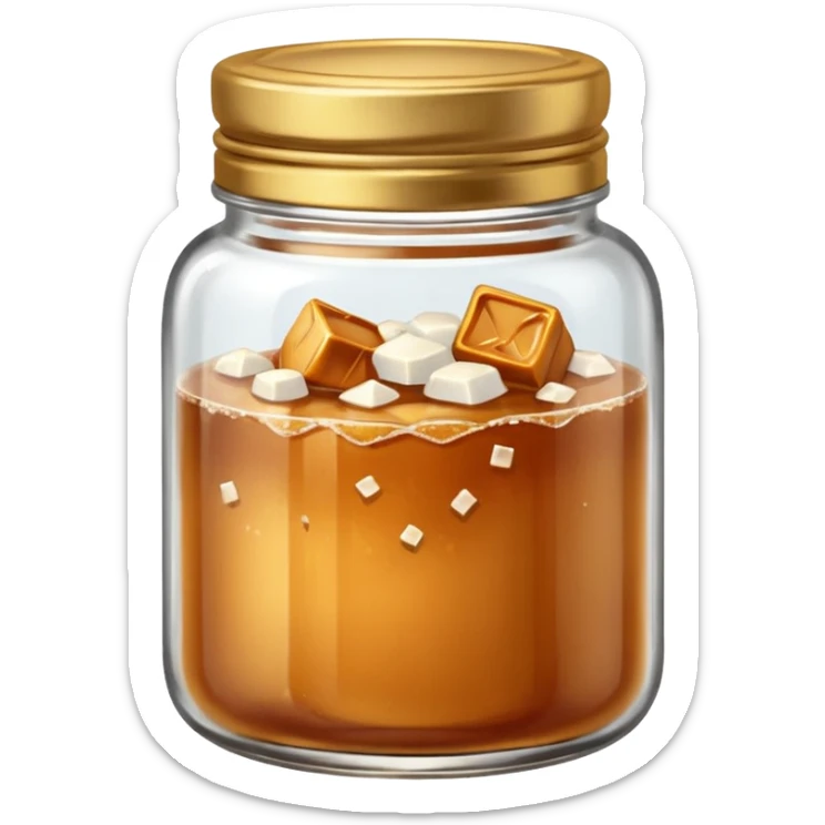 Salted caramel jar with small peaces of salt and without face emoji  sticker