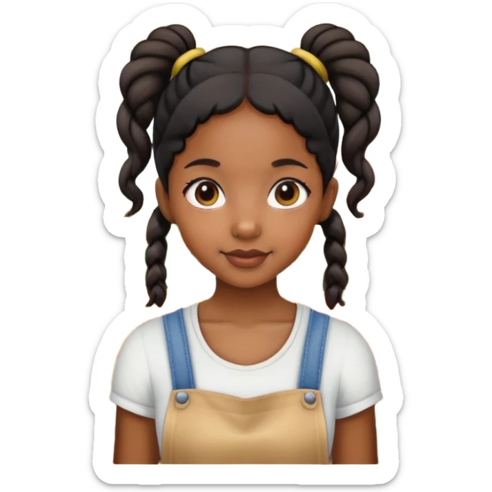 Black girl with two pigtails at the farmers market sticker