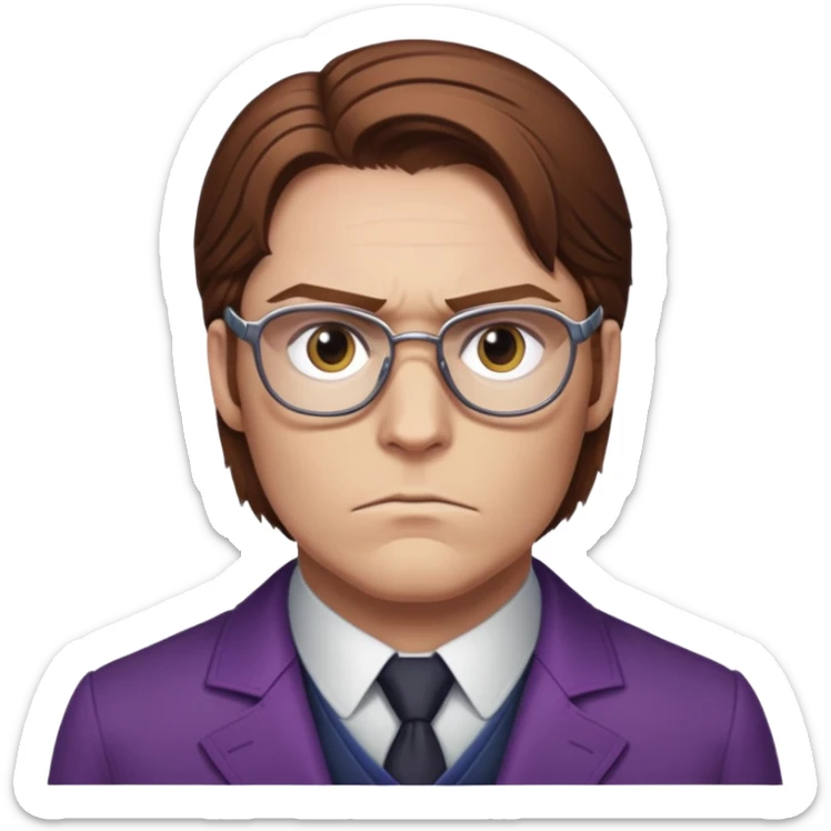 Helmut Zemo with brown hair and glasses, villain from Marvel's Captain America Civil War, serious expression sticker