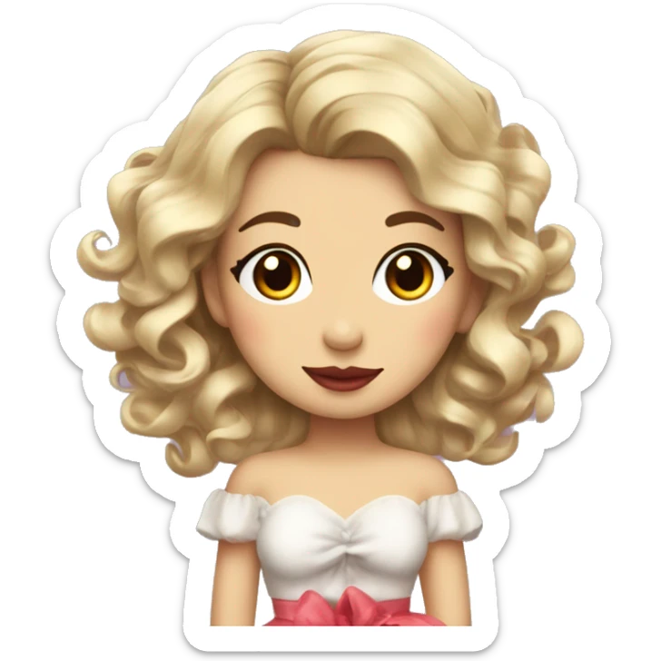 beautiful and pretty fish with hair ribbon and a skirt with make up such as lipstick sticker