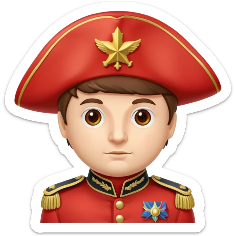 tomato wearing Napoleon Bonaparte's bicorne hat and military officer uniform sticker