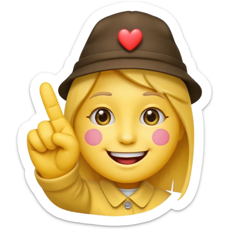 A Smiling Face with Smiling Eyes emoji with a hand korean finger heart emoji that has the middle finger sticking out sticker