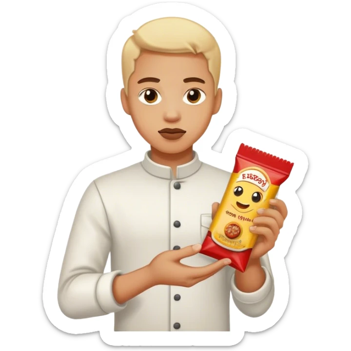 Admitting a mistake honestly yet in a cute and witty way, holding a seasoning reward gift with a playful and apologetic expression sticker