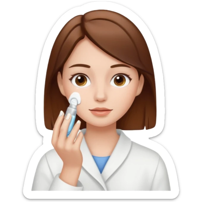 A girl doing white skin and brown hair skincare sticker