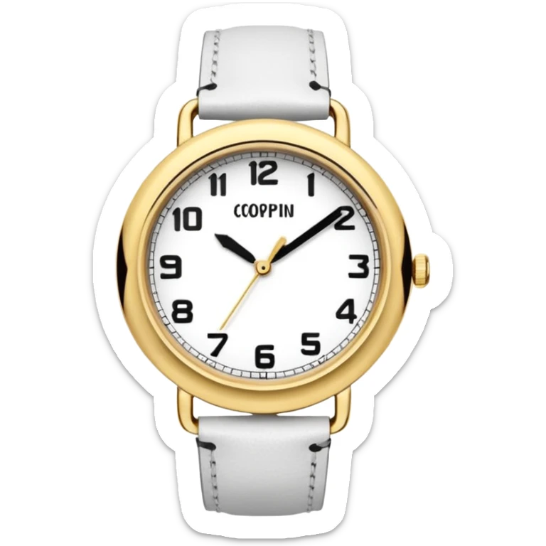 jolie montre à aiguilles, vintage, de couleur blanche, bracelet blanc en cuir sticker