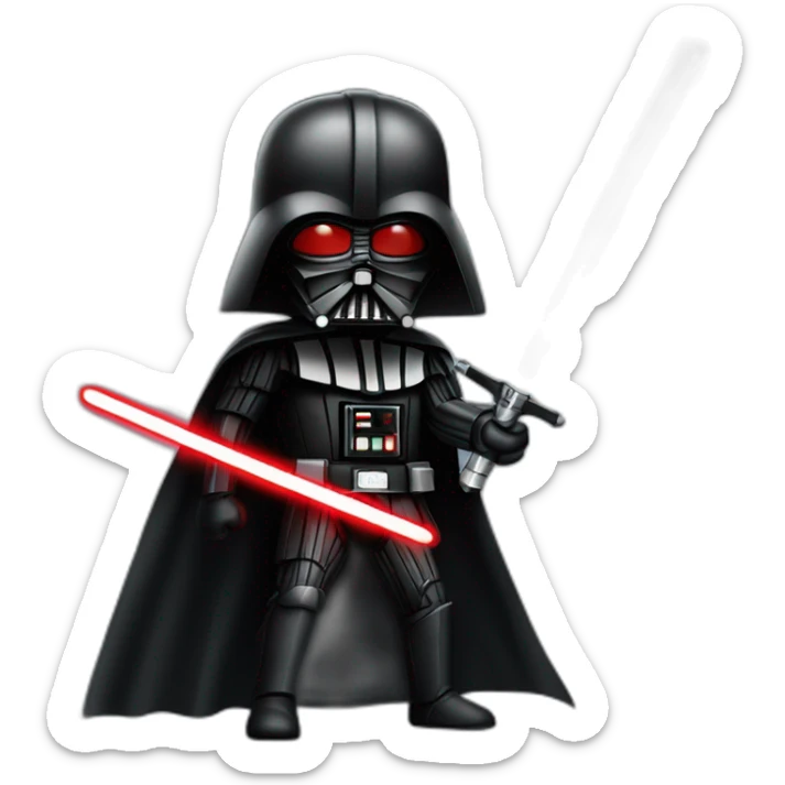 dark vador en position de combat qui tien un sabre laser rouge sticker