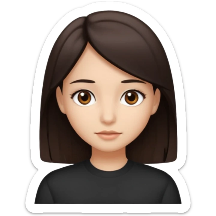 Can you make a girl with dark brown eyes with dark brown hair straight medium hair length sticker