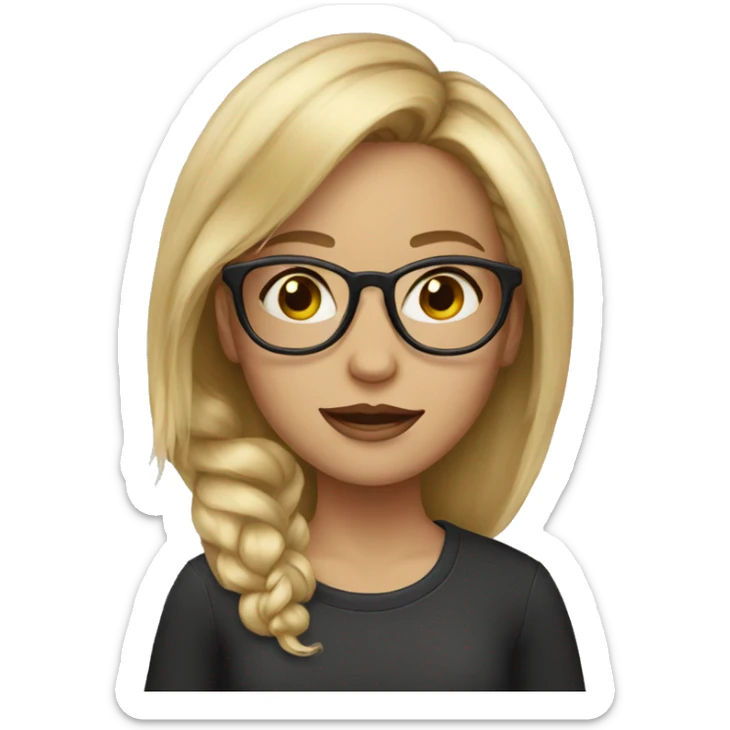girl blonde hair with glasses painting sticker