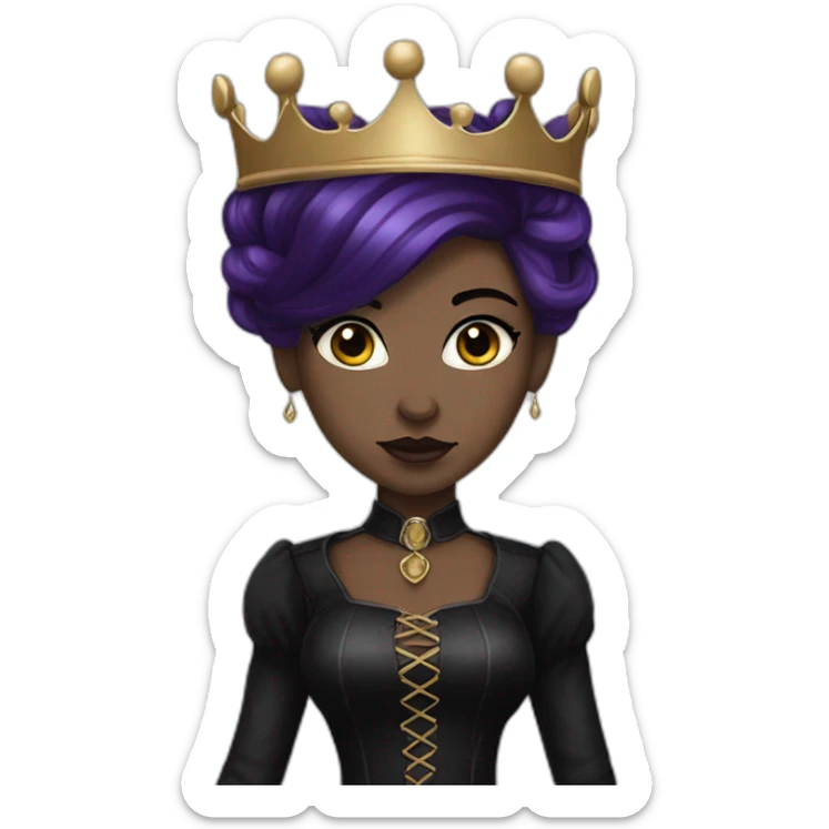 Queen gothic girl long dark black and purple hair sticker