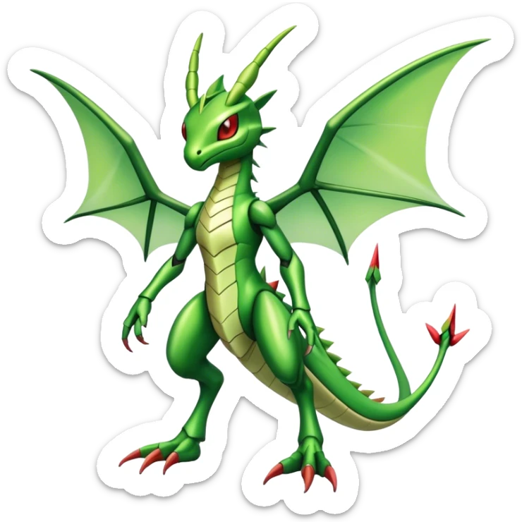 Cool Edgy Shiny Futuristic Ethereal Legendary Scyther-Flygon-Digimon-hybrid full body sticker