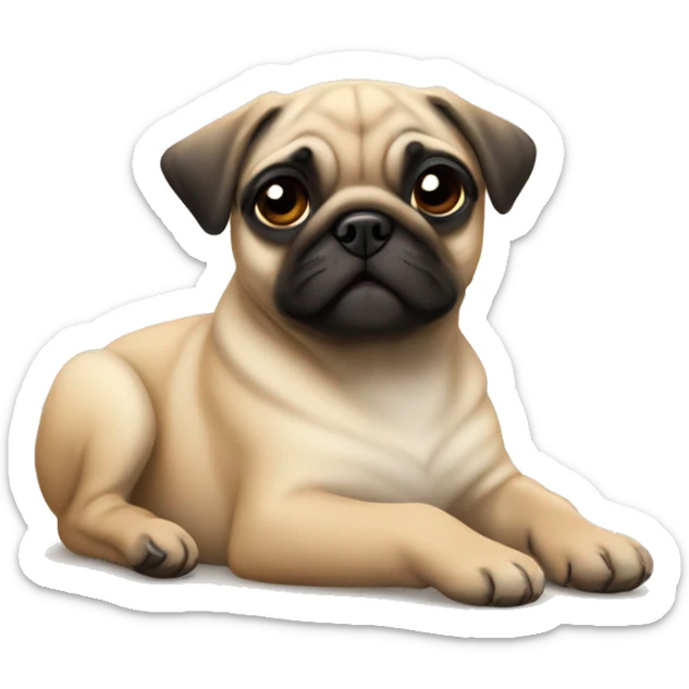 Fawn pug puppy laying sticker