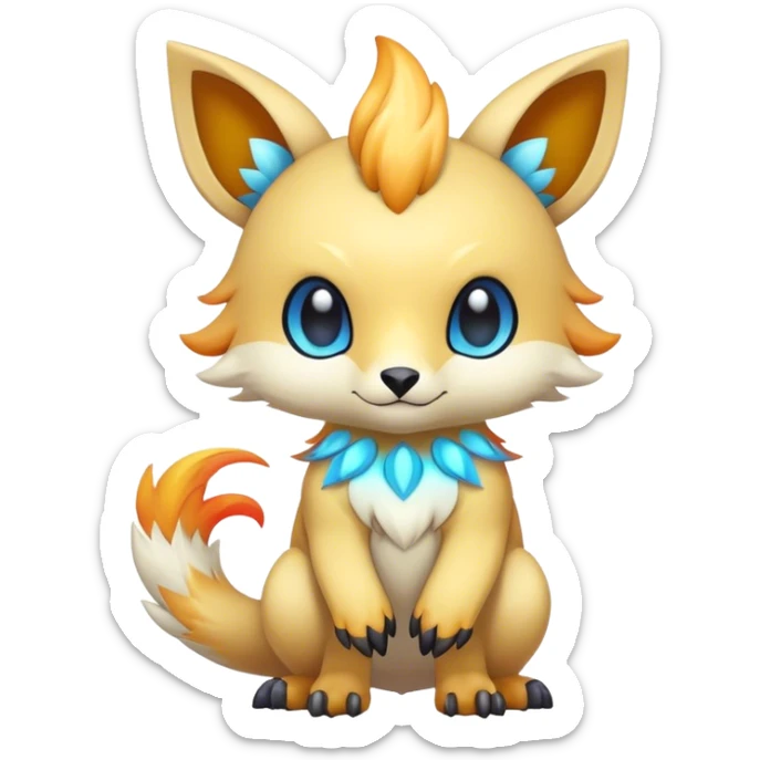 Cute cool colorful fantasy animal hybrid Fakemon full body sticker