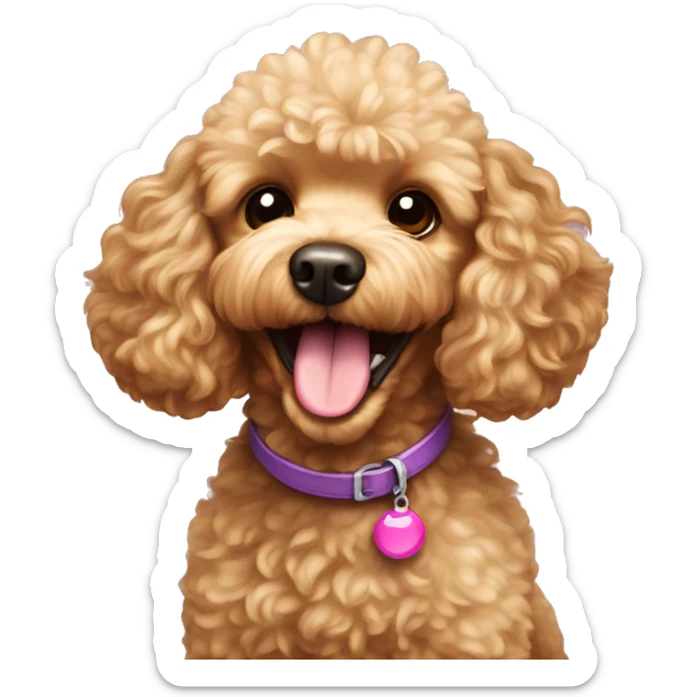 Golden toy poodle dog with tongue sticking out  sticker