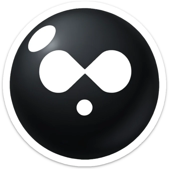 Black Ball with MB written on in the middle of it. Nothing else no holes or anything. sticker