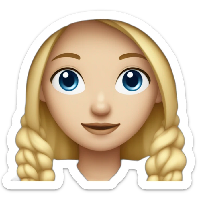 Blonde girl with blue eye and white beanie cap and in grey hoodie sticker