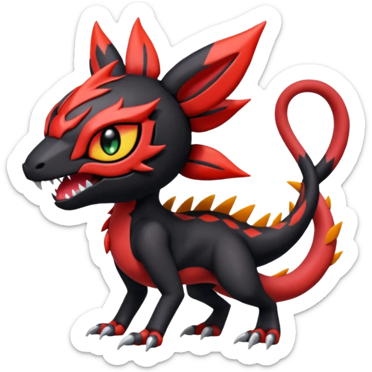 Colorful Cool Badass  Meloetta-Litten-Salandit-Guilmon-Darkrai-Pokémon-Fakémon-fusion-hybrid-creature sticker