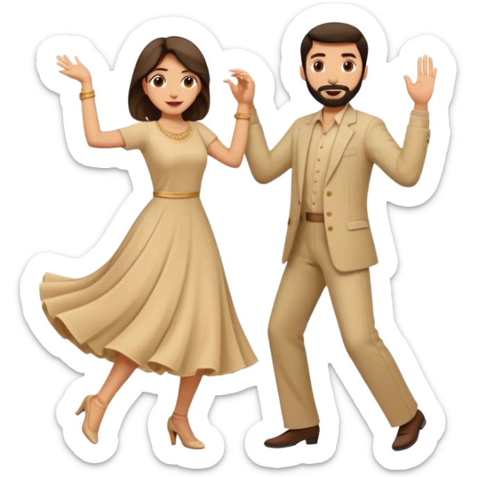 pakistani dancing man and woman fully clothed full body beige dress sticker