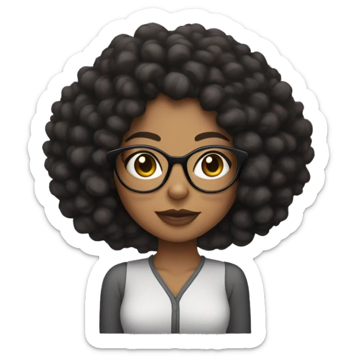 Light skin black woman with a curly fro and cat eye glasses sticker