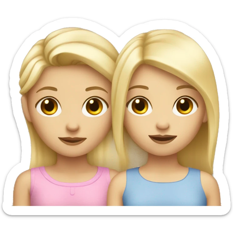 Short blond hair girl with another long blond girl sticker