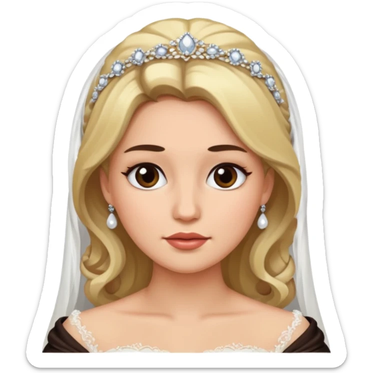 White tanned skin bride with dark brown hair mixed with blonde with a chin on her face sticker
