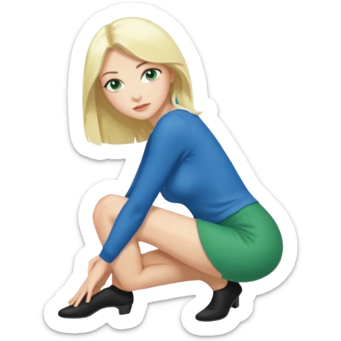 King, black Hair, blue eyes, whole body, Woman, blonde, green eyes, bending knees sticker