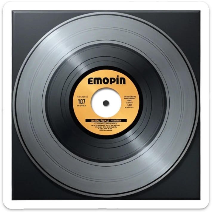 A dark metal platinum music award plaque The center features a relief of a or stylized vinyl record in a slightly darker metallic tone sticker