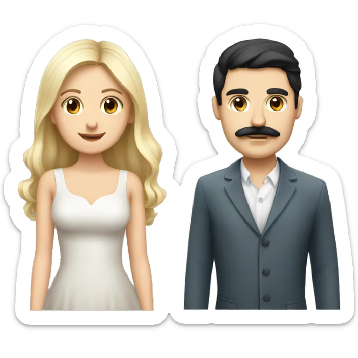 Hungarian couple a black hair  with mustache boyfriend and blonde girlfriend both have brown eyes sticker
