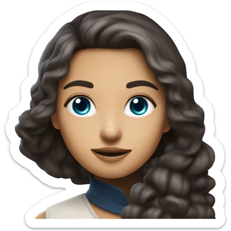 une femme au cheveux brune au yeux bleue foncé habillé en sorcière sticker