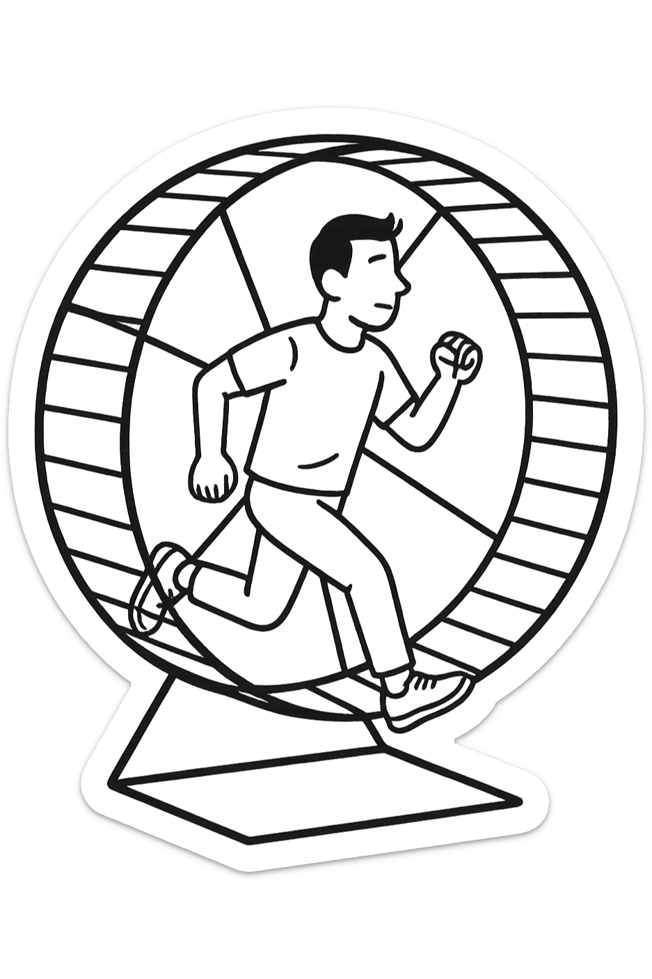 Uomo che corre dentro la ruota del criceto sticker