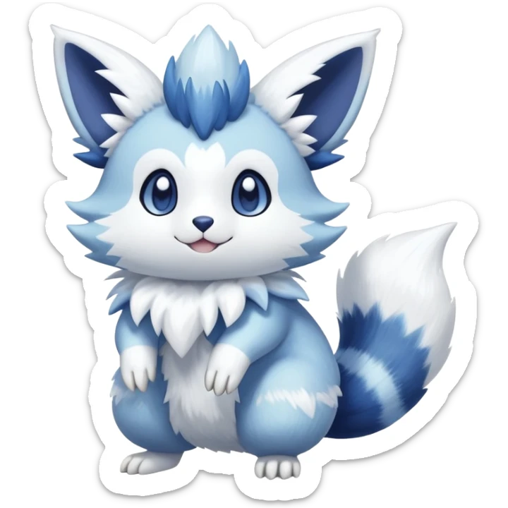Shiny White Pastel Snowy Icy Sparkly Cute Furret-Meowstic-Zangoose-Hybrid (Full body) sticker