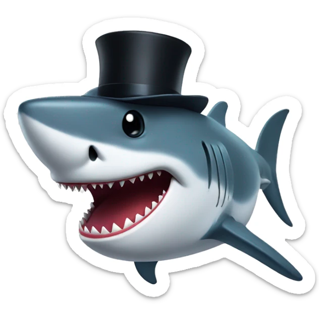Shark with a top hat sticker