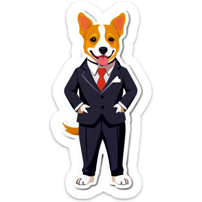 Dog wearing a suit sticker