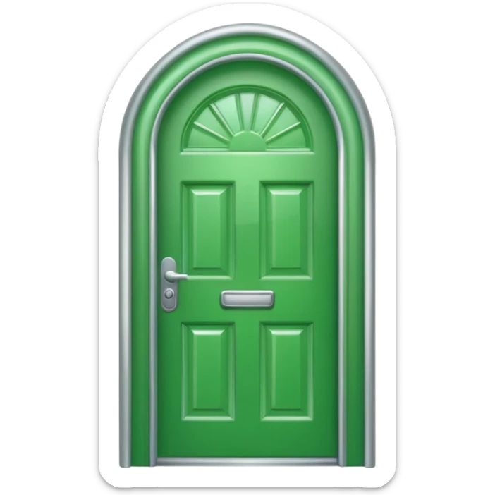 A green door emoji in the style of Apple emoji with a handle. sticker
