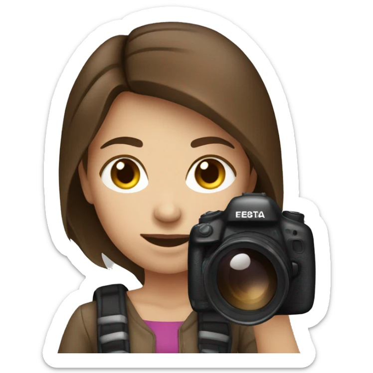 female photographer with brown hair and brown eyes taking a picture  sticker