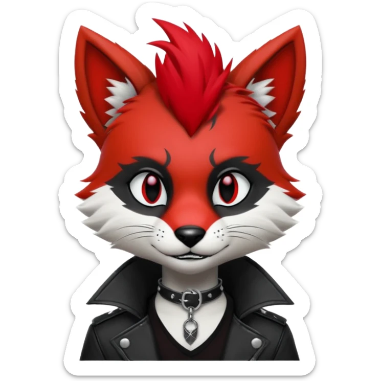 Anthropomorphic Anthro Furry punky gothic black white and red badass cool stylish handsome smexy Animal-furry-fursona sticker