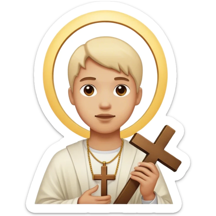 person with cross sticker