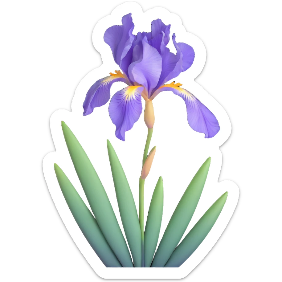 Traditional Japanese iris (hanashobu) depicted in sumi-e ink painting style, with graceful brush strokes, subtle gradient colors, and minimalist zen aesthetic sticker